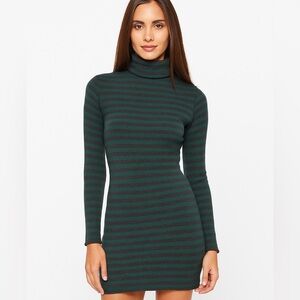 Aqua Green & Grey Cashmere Turtleneck Sweater Dress XS